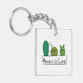 3 Cartoon Cactus Baby's in Pot Sleutelhanger (Voorkant Links)
