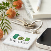 3 Cartoon Cactus Baby's in Pot Sleutelhanger (Voorkant Rechts)