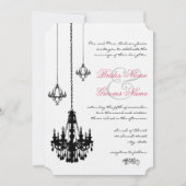3 Chandeliers Noirs Cartes d'Invitation de Mariage (Devant)