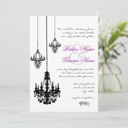 3 Chandeliers noirs Invitations de mariage (Debout devant)