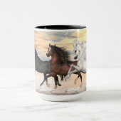 3 chevaux Arabes tasse de sonnerie de 15 onces (Centre)