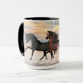 3 chevaux Arabes tasse de sonnerie de 15 onces (Devant gauche)