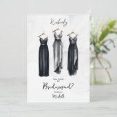 3 Chic Black Bridesmaid Dresses Watercolor Request (Staand voorkant)