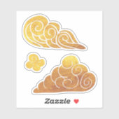 3 Chinese Auspicious Clouds nieuwjaar Sticker (Vel)