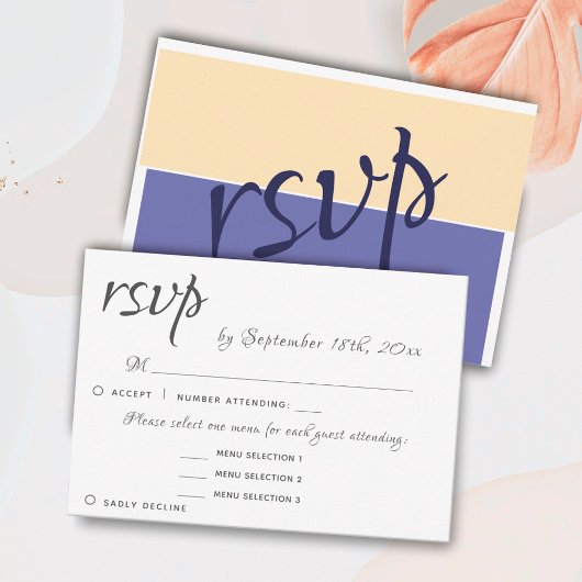 3 Choix de Menu Élégant Réponse RSVP Mariage
