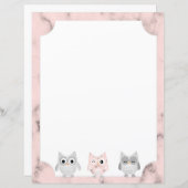 3 Chouettes en marbre rose Conception en papier d' (Devant / Derrière)