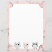 3 Chouettes en marbre rose Conception en papier d' (Devant)