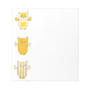 3 Chouettes jaunes Volant Bloc-notes