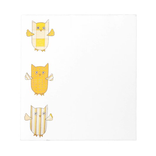 3 Chouettes jaunes Volant Bloc-notes (Devant)