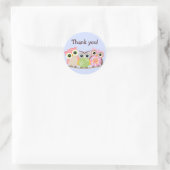 3 Chouettes mignonnes et colorées Merci Stickers (Sac)