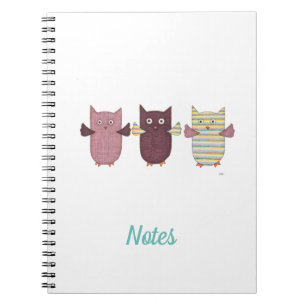 3 Chouettes violettes Carnet volant