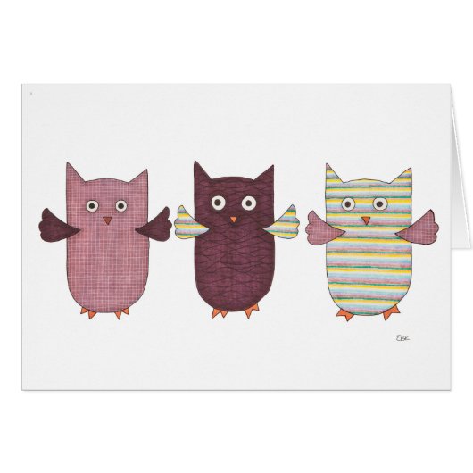 3 Chouettes violettes volant (Devant horizontal)