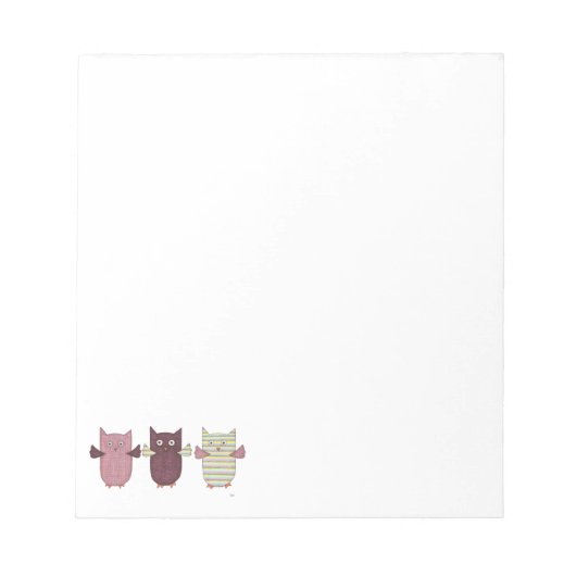 3 Chouettes violettes Volant Bloc-notes (Devant)