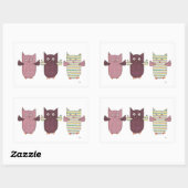 3 Chouettes violettes Volant Sticker Rectangulaire (Feuille)