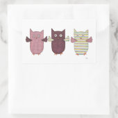 3 Chouettes violettes Volant Sticker Rectangulaire (Sac)