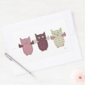 3 Chouettes violettes Volant Sticker Rectangulaire (Enveloppe)