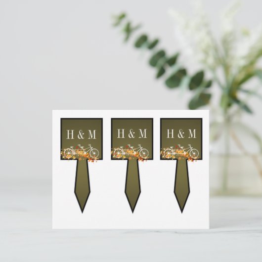 3 Cokeskieten Whimsical Brown Herfst Double Bike Briefkaart (Staand voorkant)