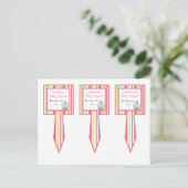 3 CokespantserTea Pink Pastel Flowers Briefkaart (Staand voorkant)