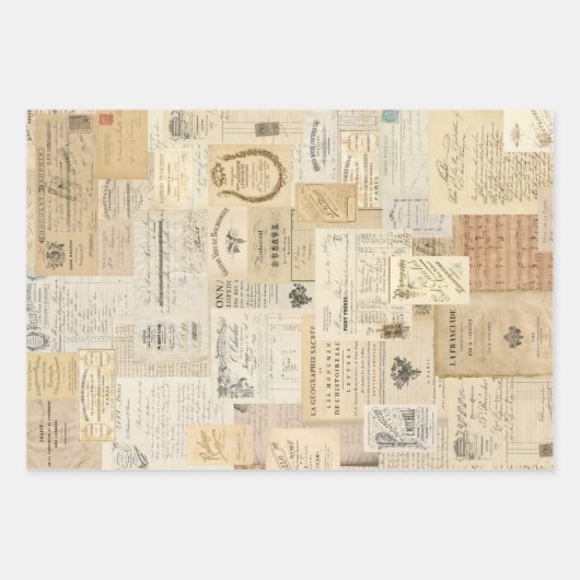 3 Collage Ephemera Sheets Inpakpapier Vel (Voorkant 3)