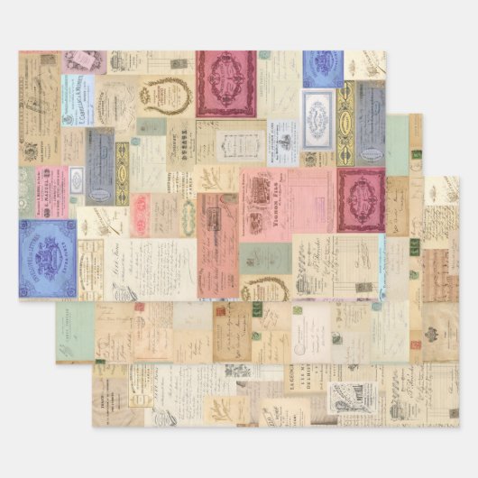 3 Collage Ephemera Sheets Inpakpapier Vel (Set)