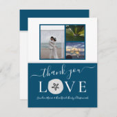 3 Collage photo Sanddollar Blue Mariage Merci (Devant / Derrière)