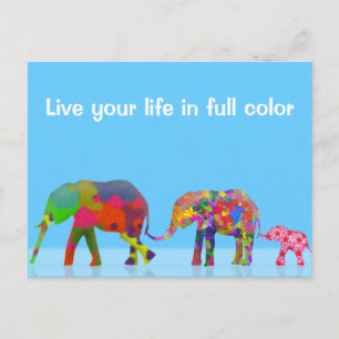 3 Colorful Elephants die rondlopen - Pop Art Briefkaart