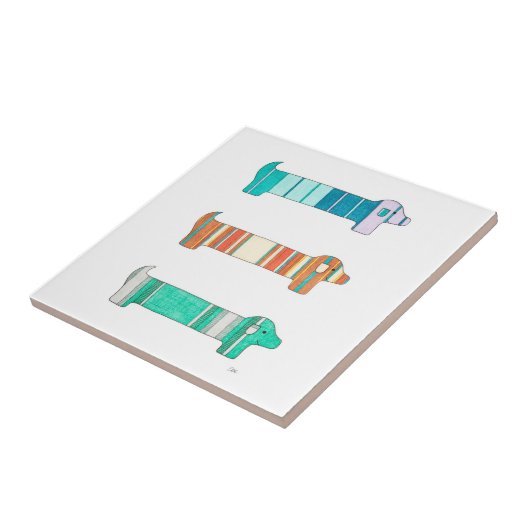 3 Colour Study #1 Tile in Dachshund Tegeltje (Zijkant)