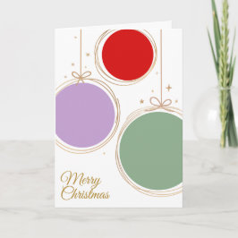 3 colourfully Baubles, Merry Christmas Card Feestdagen Kaart