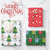 3 Coördinatie van kerstbomen Snowman-sterren Inpakpapier Vel