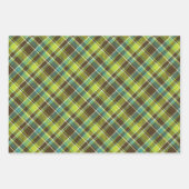 3 couleurs plaid motif feuilles de papier d'emball (Devant 3)