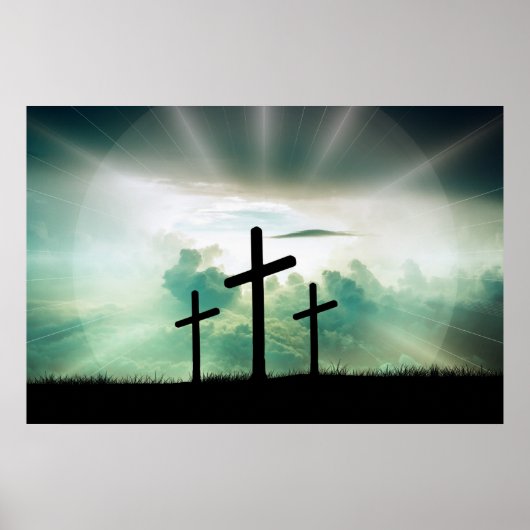 3 Crosses op een heuvel Depiced the Crucifixion Poster (Voorkant)