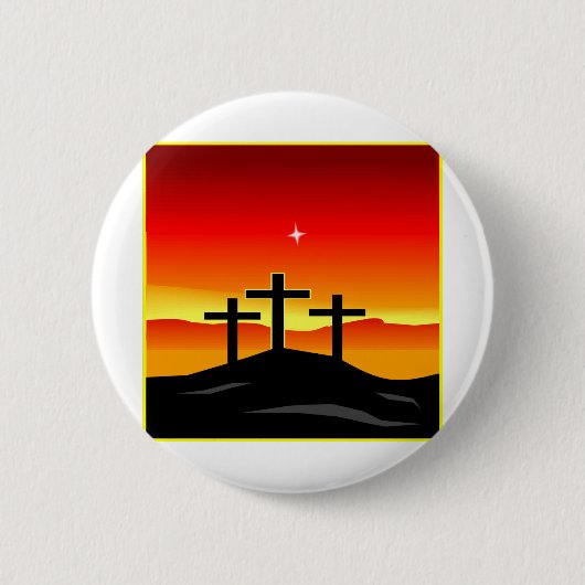 3 Crosses Sunset Ronde Button 5,7 Cm (Voorkant)