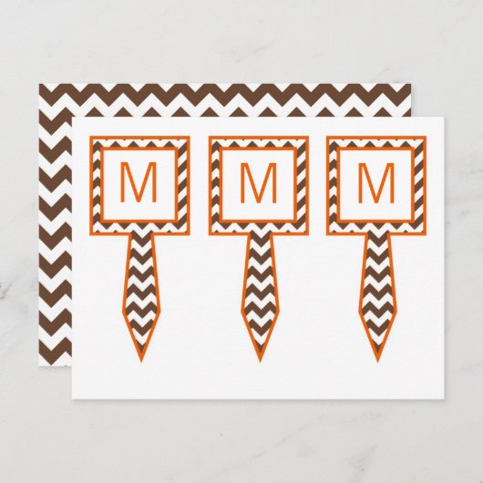 3 Cup Cake Picks Bruin Sinaasappel Chevron Naam Fo Briefkaart (Voorkant / Achterkant)