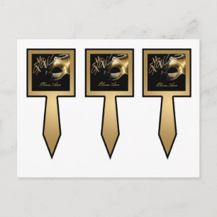 3 Cup Cake Picks Mis XV Gold Black Party Uitnodiging Briefkaart