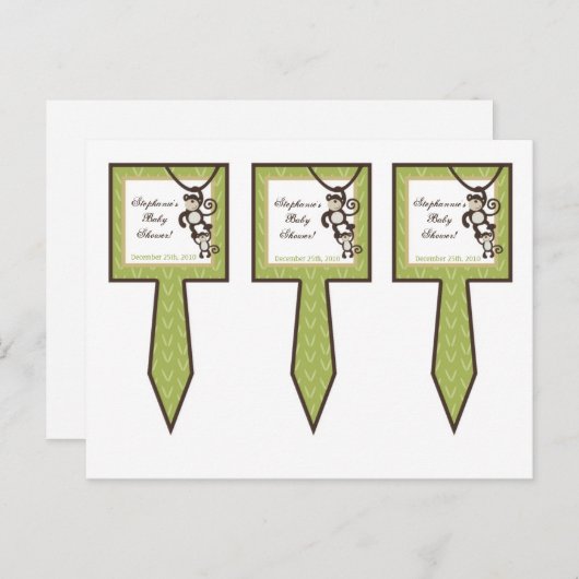 3 Cup Cake Picks Monkey Time Zoo Animal Uitnodiging Briefkaart (Voorkant / Achterkant)