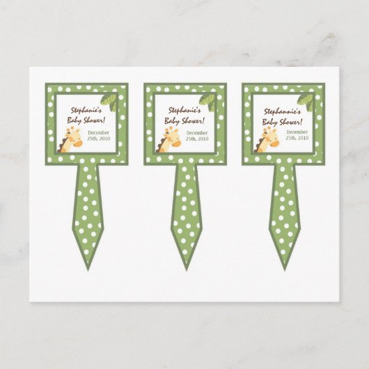 3 Cup Cake Picks Safari Oerwoud Giraffe Groen Uitnodiging Briefkaart (Voorkant)
