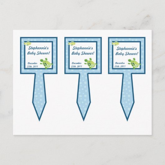 3 Cup Cake Picks Turtle Reef Ocean Zee Turtle Uitnodiging Briefkaart (Voorkant)