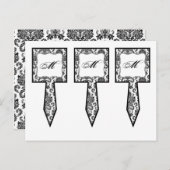 3 Cup Cake Picks Zwart Wit Damask Lace Print Pat Briefkaart (Voorkant / Achterkant)