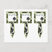 3-Cup Cakker Picks Black Green Damask Lace Print Briefkaart (Voorkant)