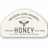 3" Custom Vinyl Sticker voor 12oz skep Honey Jar (Voorkant)