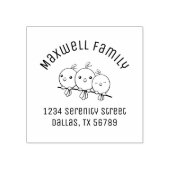 3 Cute Cartoon Birds Ards Address Rubberstempel (Afrduk)