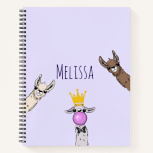3 Cute Llama Faces Cartoon Illustratie Notitieboek