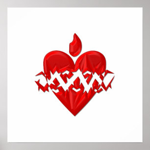 "3-D" Geheilig hart van Jezus Poster