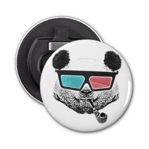 3-D glazen panda Button Flesopener