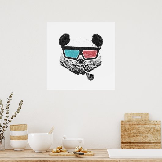 3-D glazen panda Poster (Keuken)