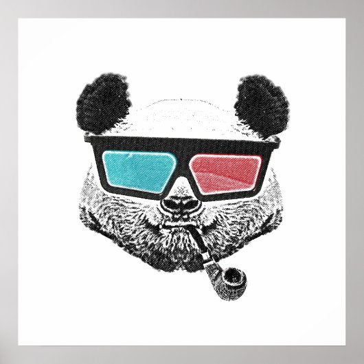  3-D glazen panda Poster (Voorkant)