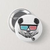  3-D glazen panda Ronde Button 5,7 Cm (Voorkant /achterkant)