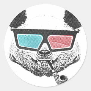  3-D glazen panda Ronde Sticker