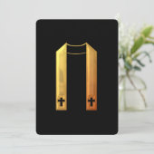 "3-D" Golden Liturgical Stole Invitation Kaart (Staand voorkant)