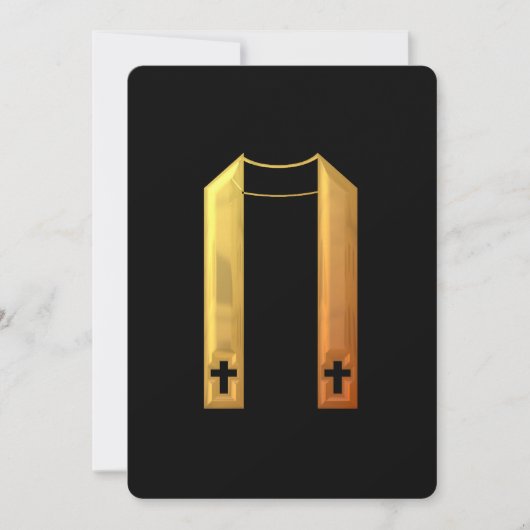 "3-D" Golden Liturgical Stole Invitation Kaart (Voorkant)